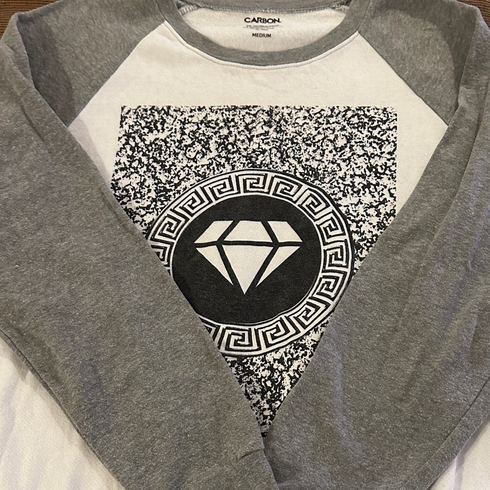 Carbon Gray and White Graphic Sweatshirt